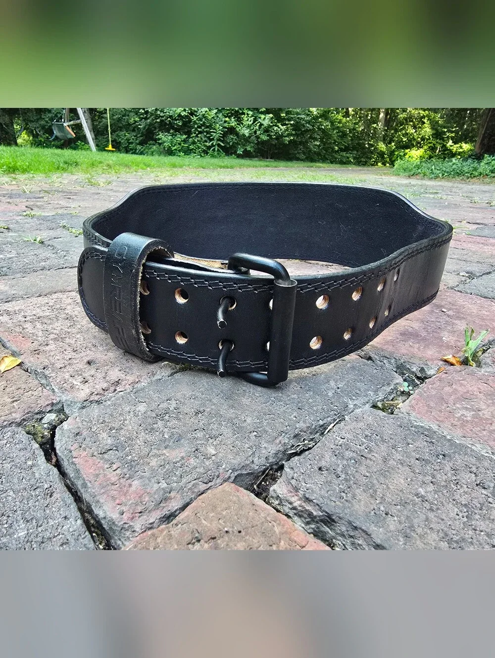 Gym Reaper Black Leather Weightlifting Belt - XL CrossFit Workout Power Lifting